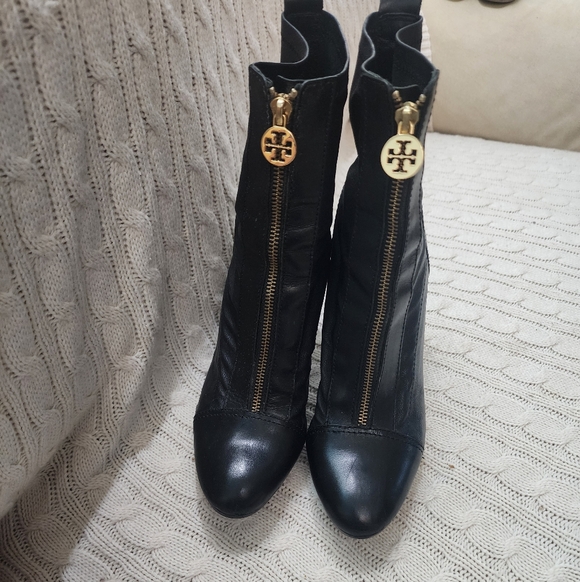 Tory Burch Shoes - Tory Burch Black Leather 4.25"  Heeled Boots